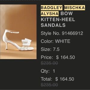 Badgley Mischka White Sandals with Bow Detail